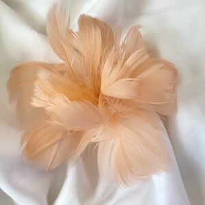 Petite Light peach Feather Fascinator Hair Clip, brooch pin. Hat clip